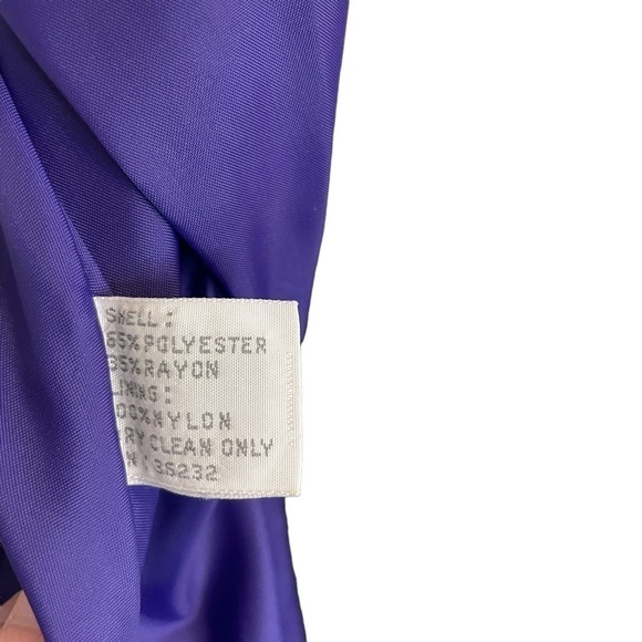 J Gallery Vintage VTG 80s Purple Black Swing Coat Blazer Jacket Cape Dress 11 12 - Picture 6 of 7
